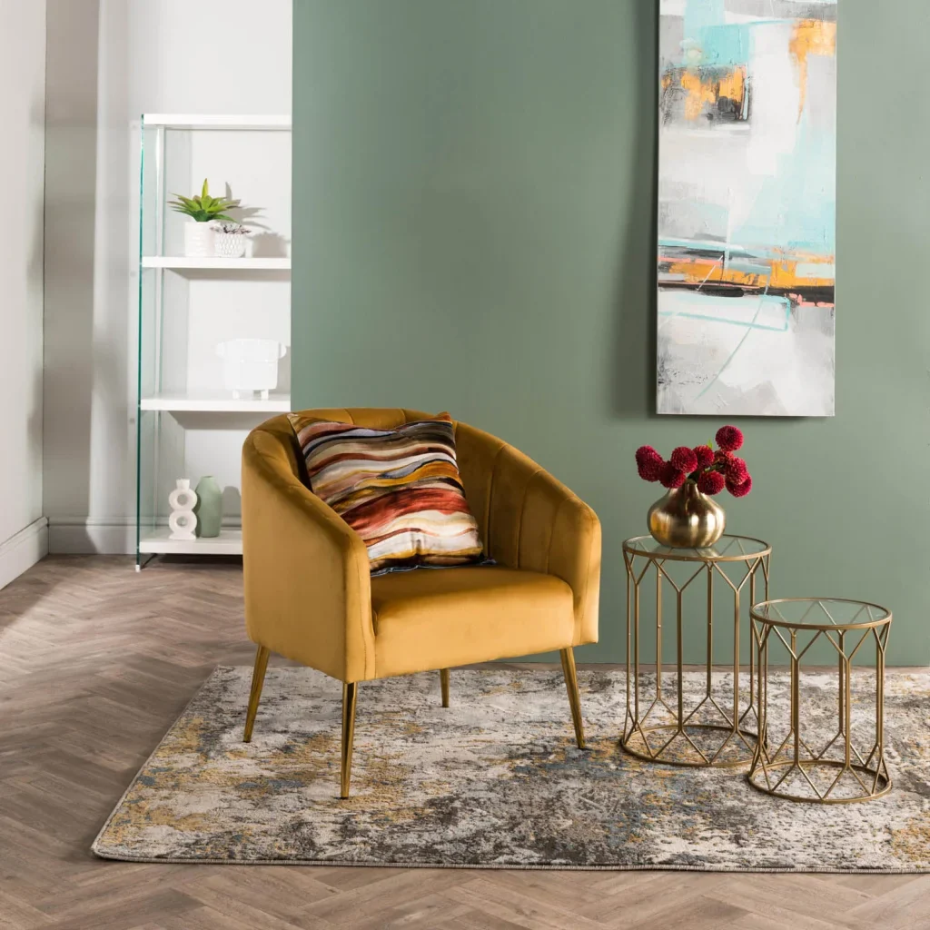 COLT VELVET CHAIR GOLD LEG - MUSTARD