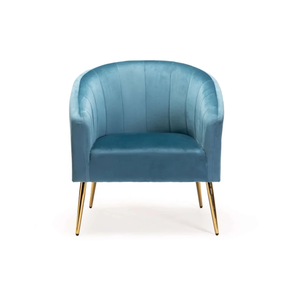 COLT VELVET CHAIR GOLD LEG - PETROL BLUE
