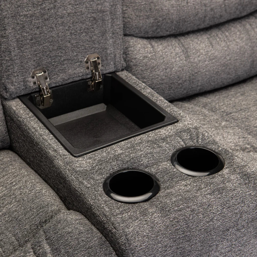 BAZ FABRIC 2 SEATER RECLINER WITH CONSOLE - GREY
