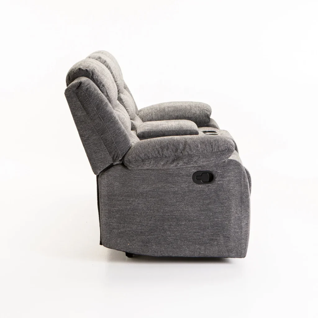 BAZ FABRIC 2 SEATER RECLINER WITH CONSOLE - GREY