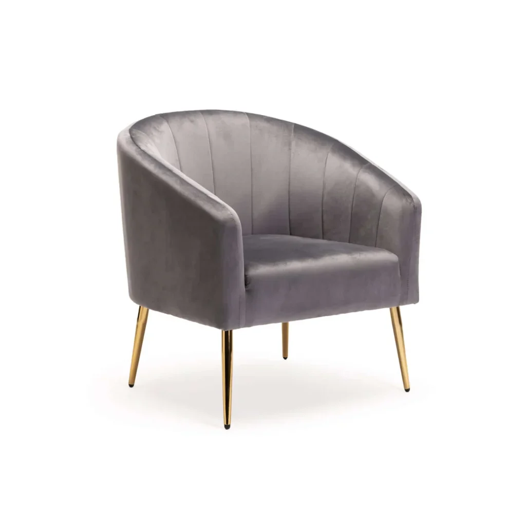 COLT VELVET CHAIR GOLD LEG - GREY