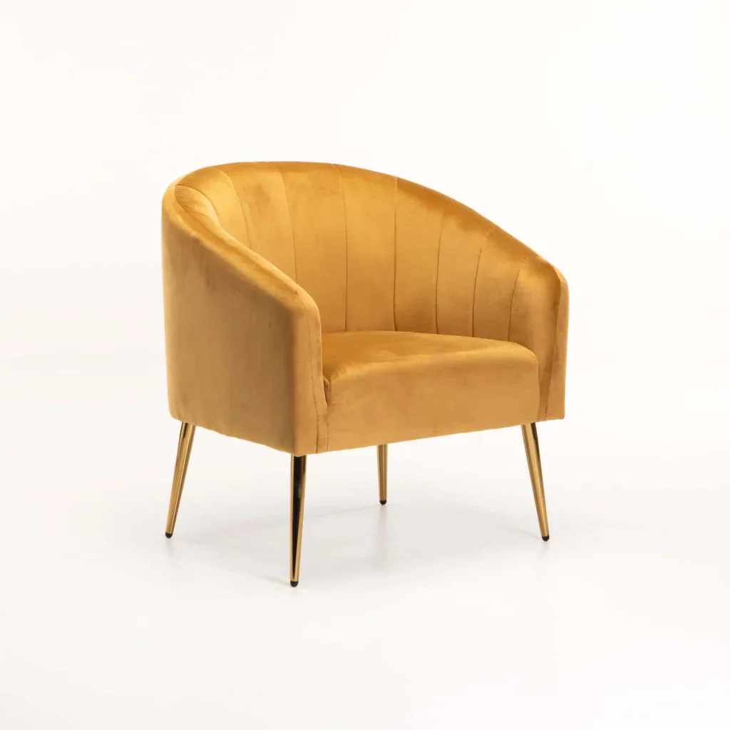 COLT VELVET CHAIR GOLD LEG - MUSTARD