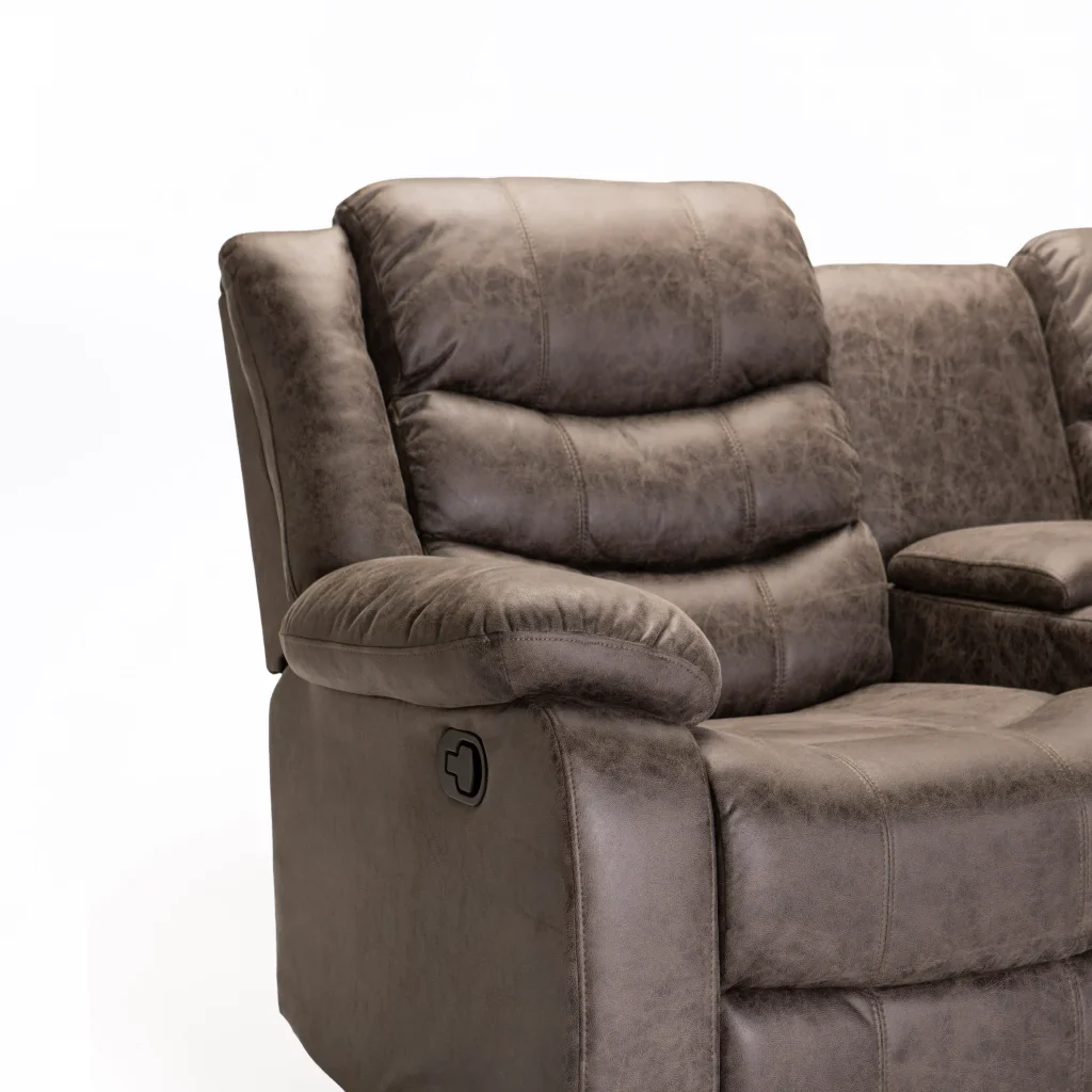 YAZ LUXURY FABRIC 2 SEATER CONSOLE RECLINER - GREY