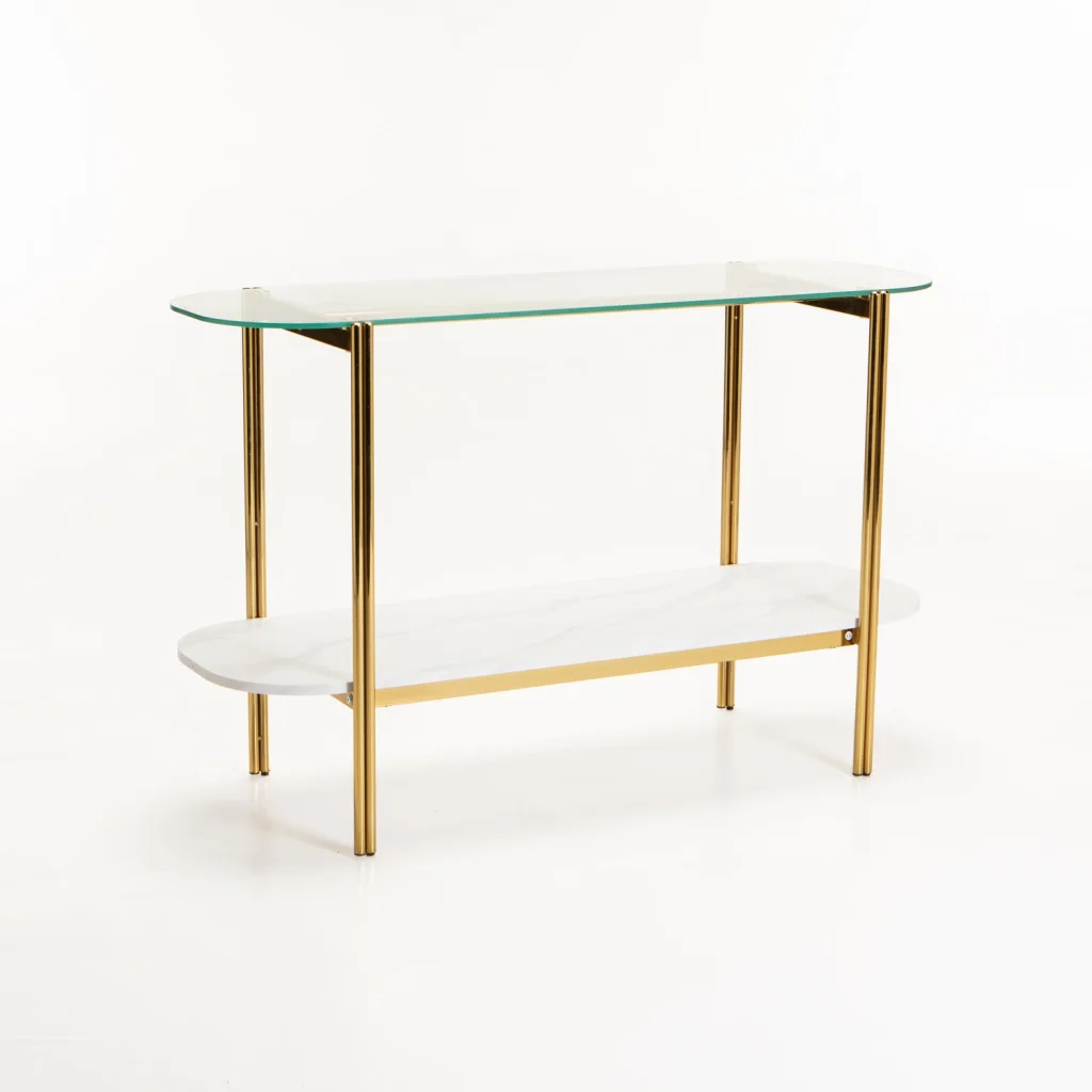 AMORE 120cm CONSOLE - GOLD / WHITE MARBLE