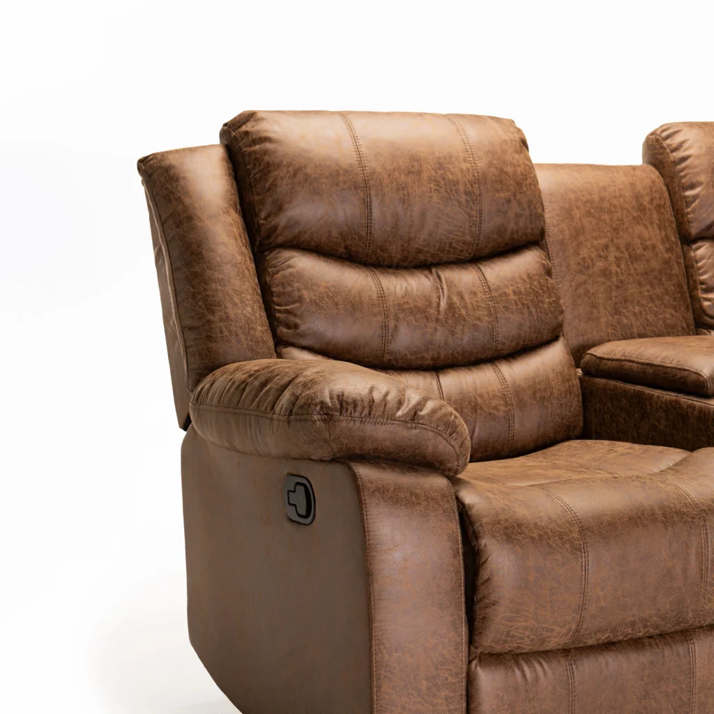YAZ LUXURY FABRIC 2 SEATER CONSOLE RECLINER - BROWN