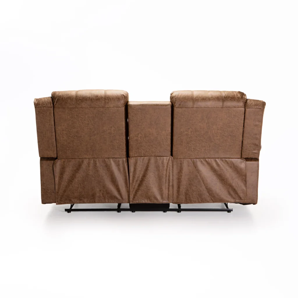 YAZ LUXURY FABRIC 2 SEATER CONSOLE RECLINER - BROWN