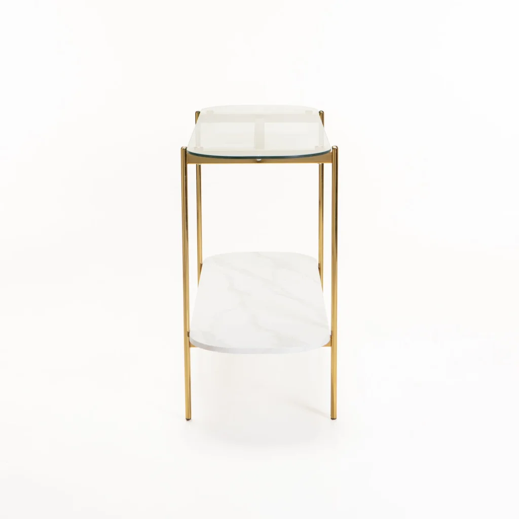 AMORE 120cm CONSOLE - GOLD / WHITE MARBLE