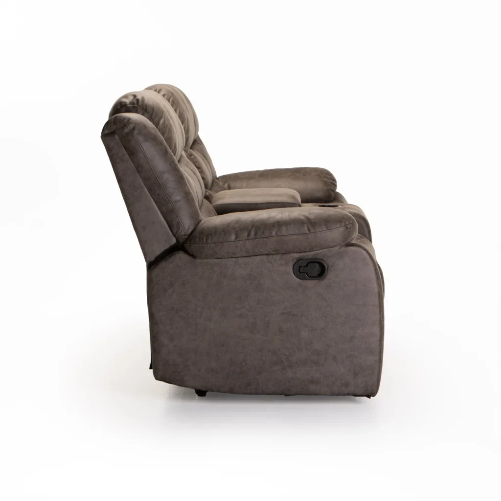 YAZ LUXURY FABRIC 2 SEATER CONSOLE RECLINER - GREY