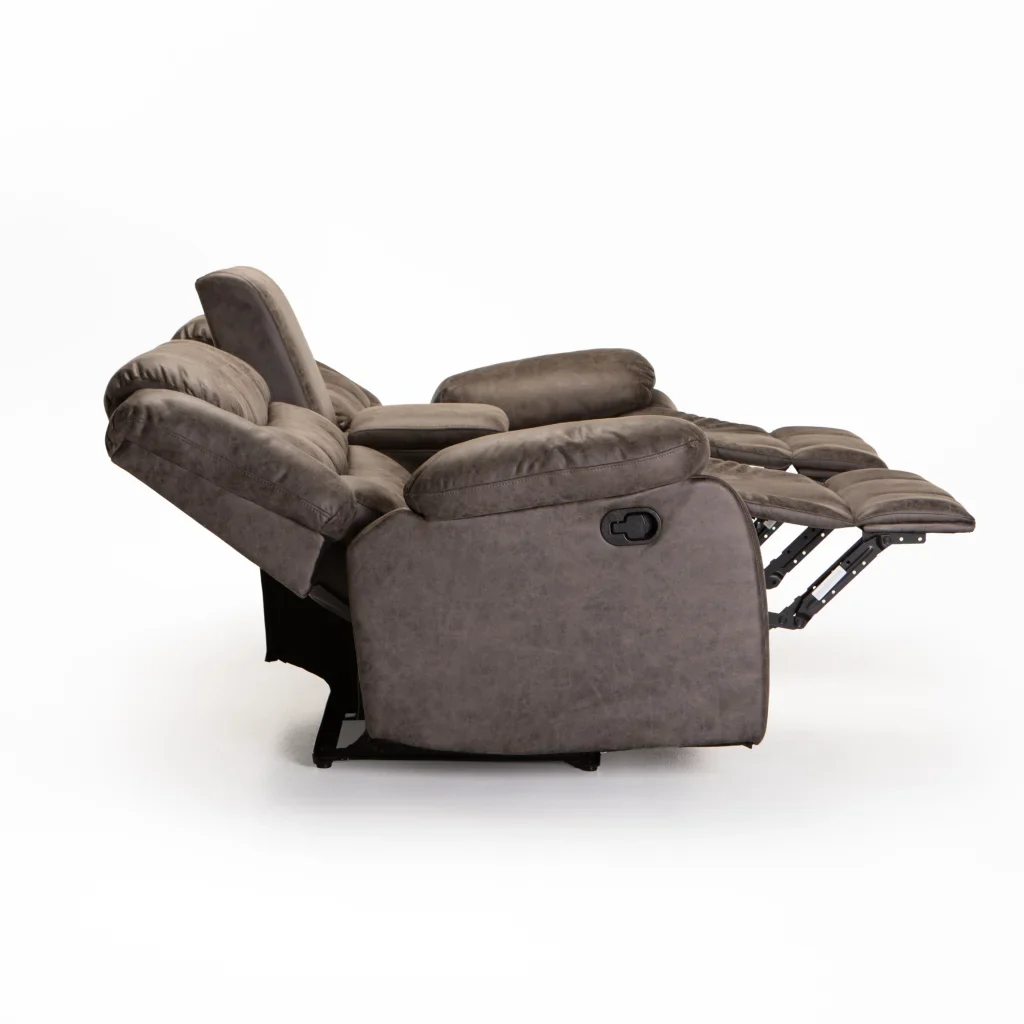 YAZ LUXURY FABRIC 2 SEATER CONSOLE RECLINER - GREY