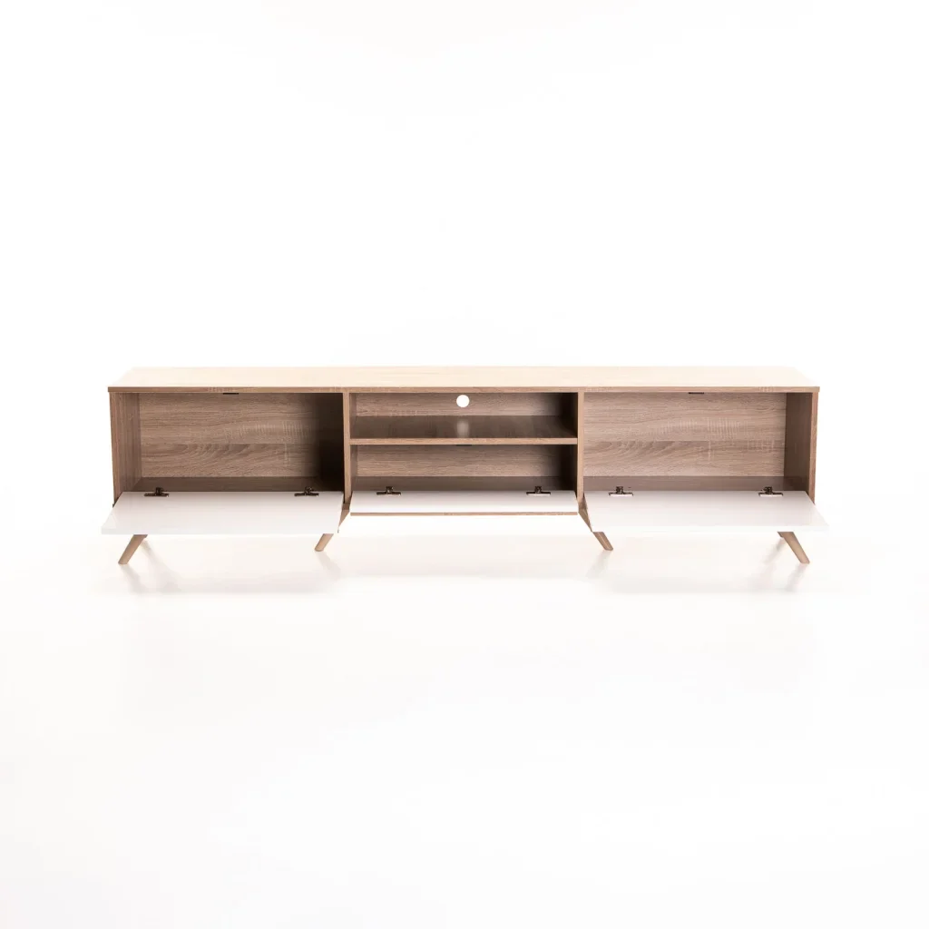 EVE 180cm 2 DOOR 1 DRAWER TV UNIT - WHITE/ LIGHT OAK