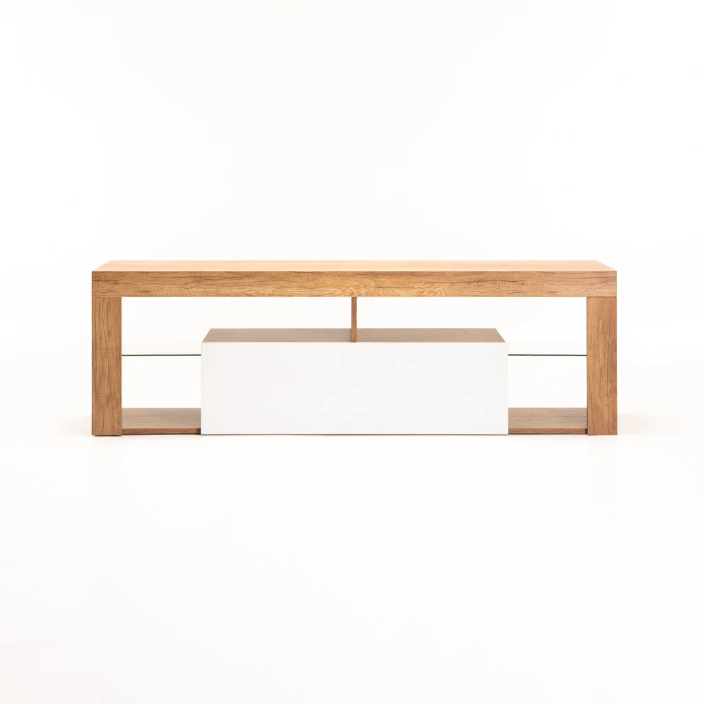 BARI 160cm 1 DOOR TV UNIT - WILD OAK / WHITE