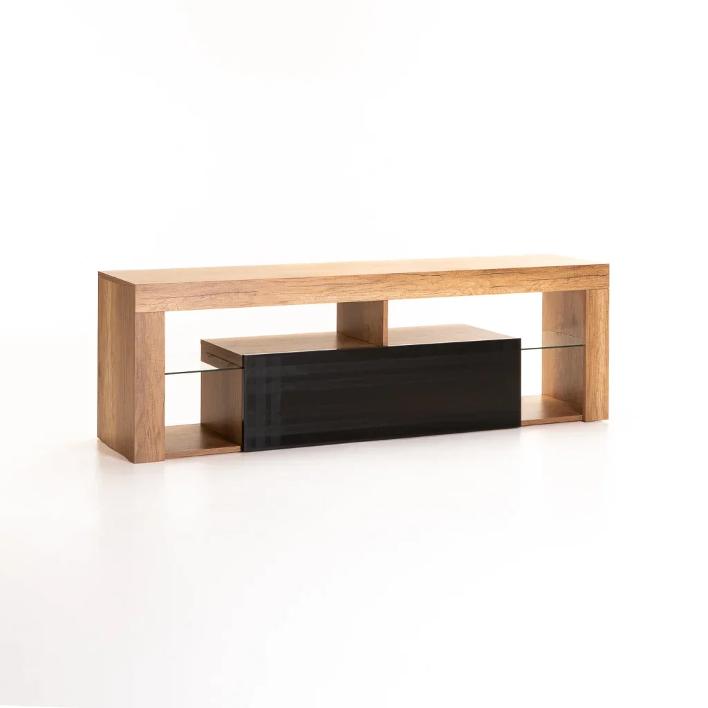 BARI 160cm 1 DOOR TV UNIT - WILD OAK / BLACK