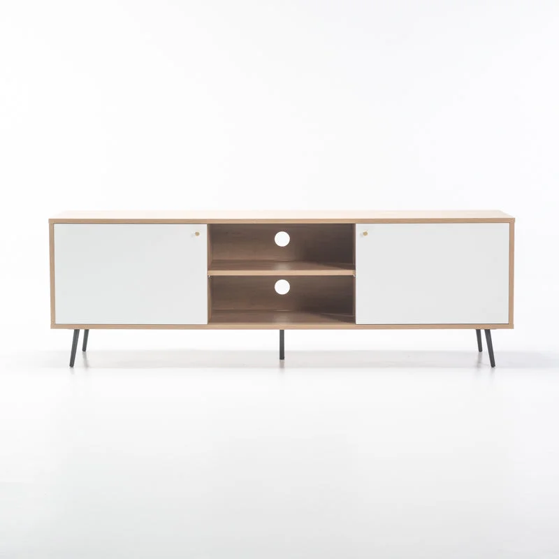 MONZA 2 DOOR TV UNIT - LIGHT OAK/ WHITE