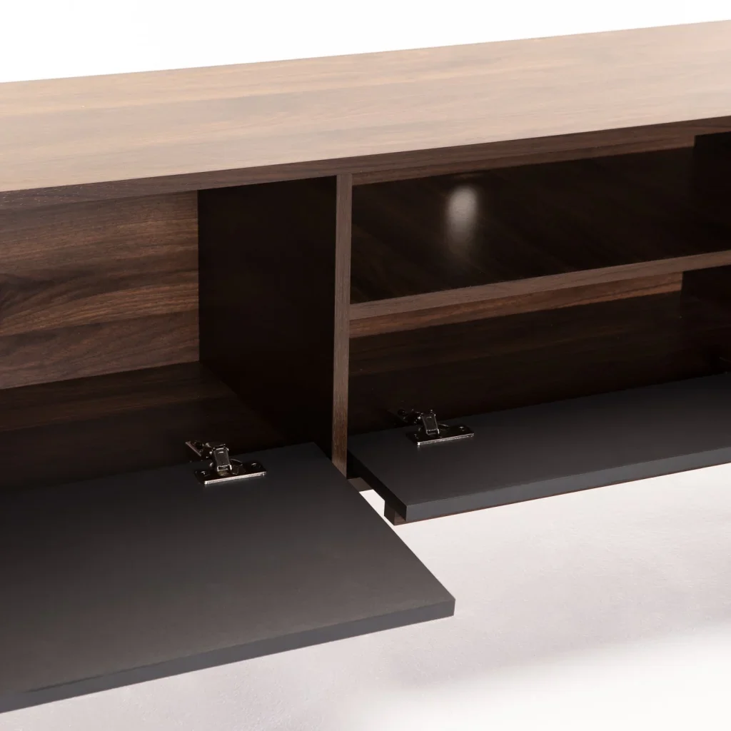 EVE 180cm 2 DOOR 1 DRAWER TV UNIT - WALNUT/ DARK GREY