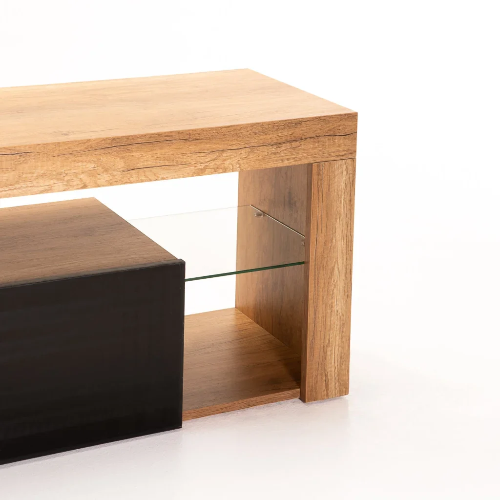 BARI 160cm 1 DOOR TV UNIT - WILD OAK / BLACK