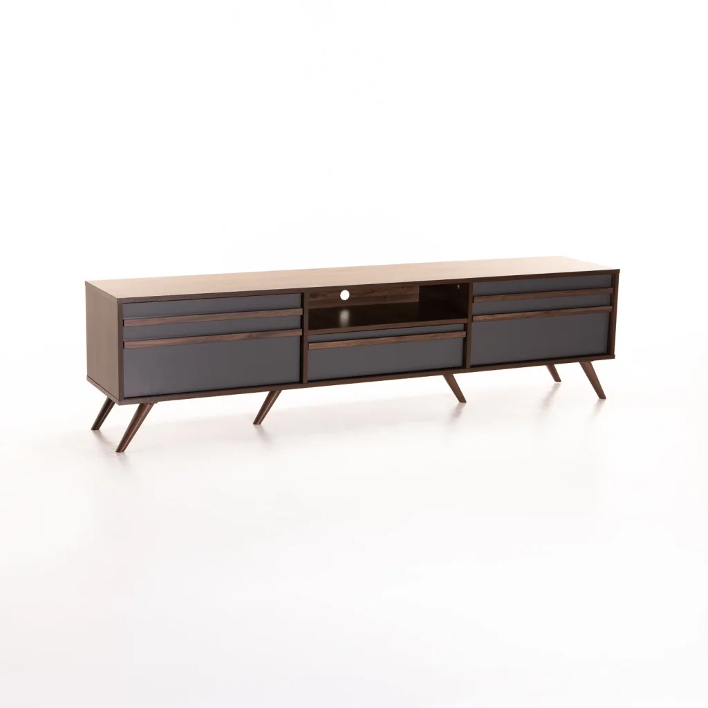 EVE 180cm 2 DOOR 1 DRAWER TV UNIT - WALNUT/ DARK GREY