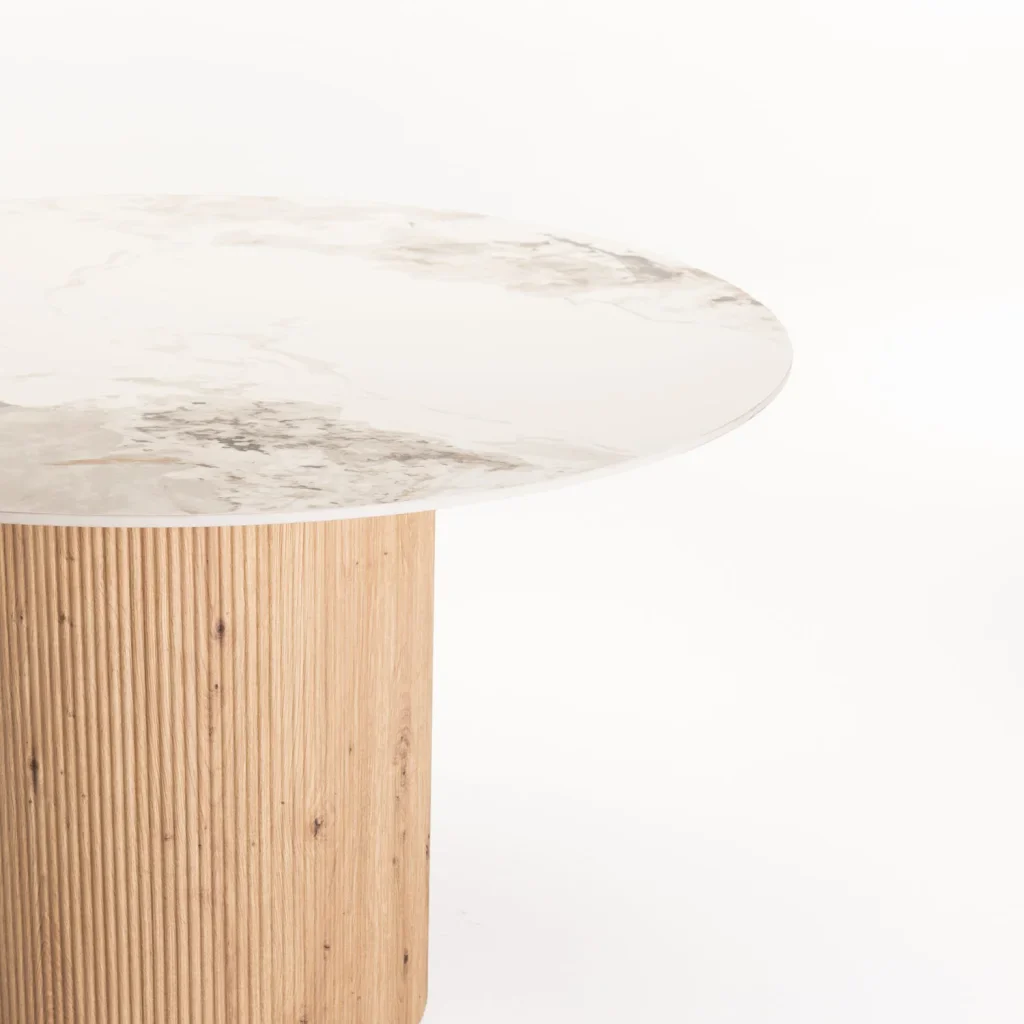 BELLE 120cm ROUND STONE TOP DINING TABLE