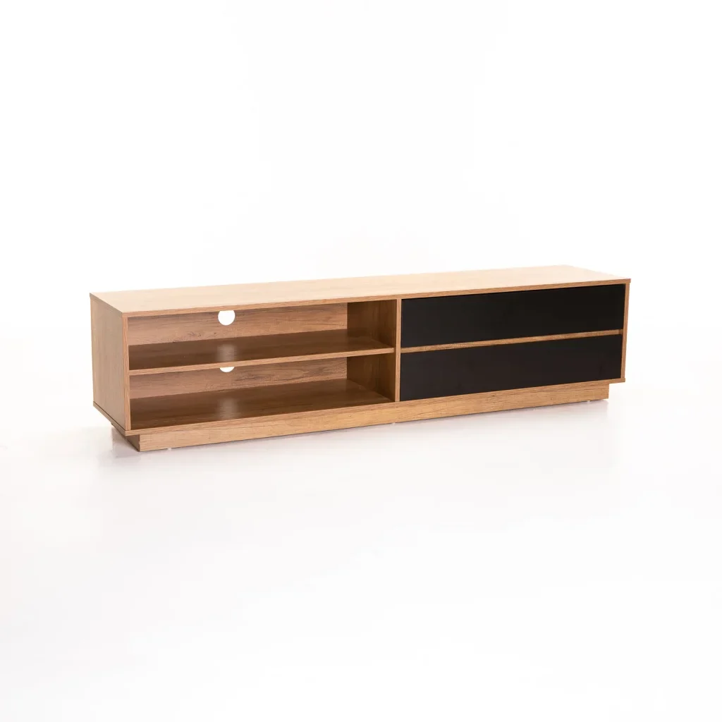 CENTO 180cm 2 DRAWER TV UNIT - WILD OAK/ BLACK