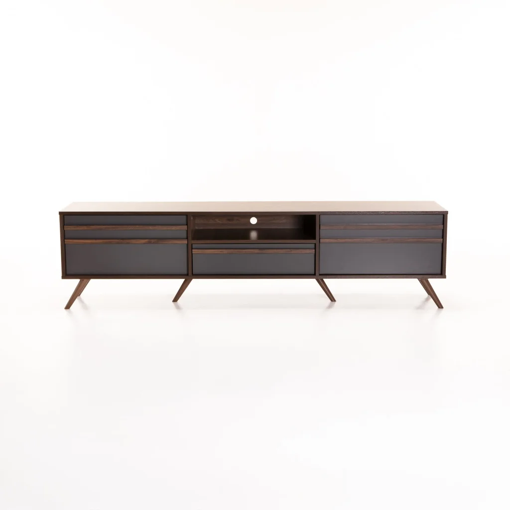 EVE 180cm 2 DOOR 1 DRAWER TV UNIT - WALNUT/ DARK GREY
