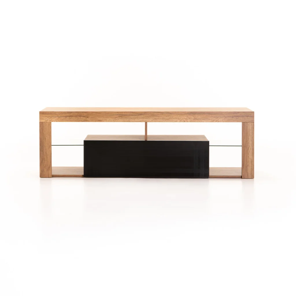 BARI 160cm 1 DOOR TV UNIT - WILD OAK / BLACK