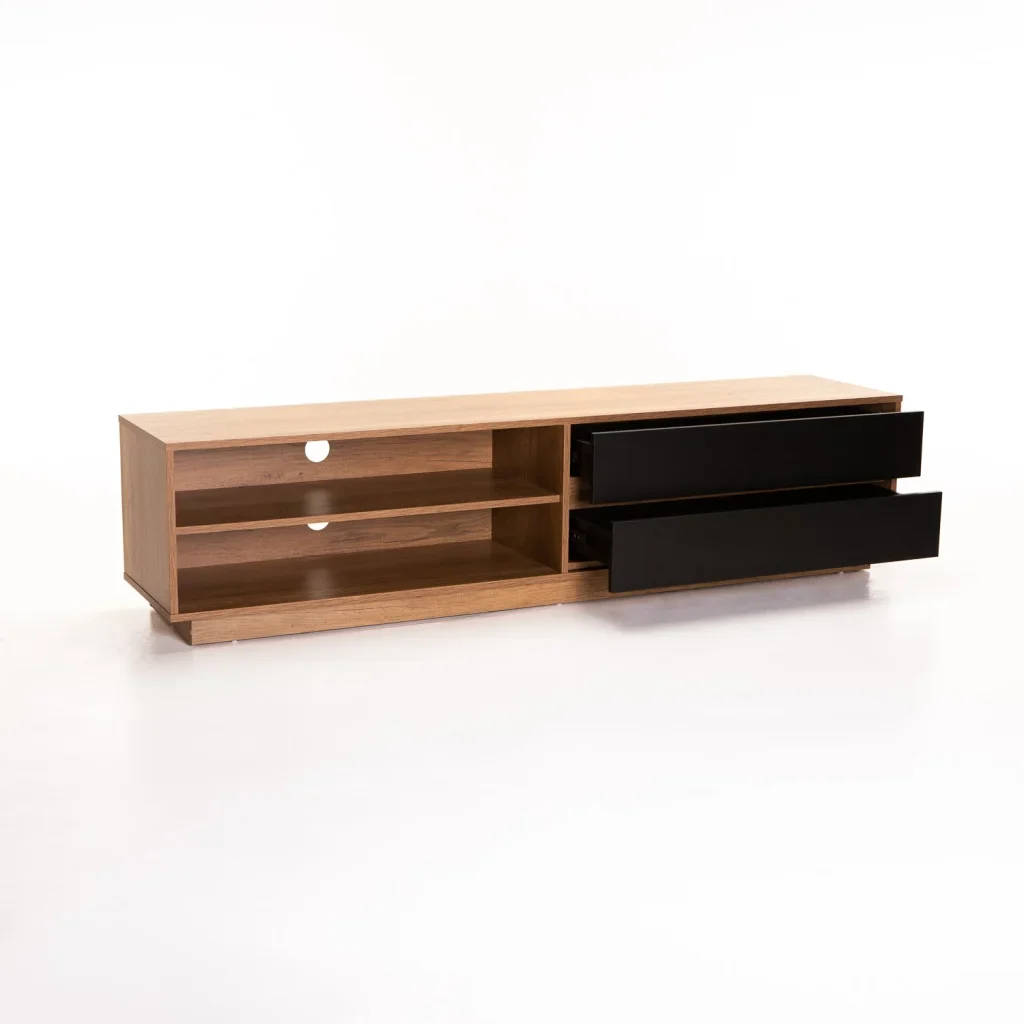 CENTO 180cm 2 DRAWER TV UNIT - WILD OAK/ BLACK