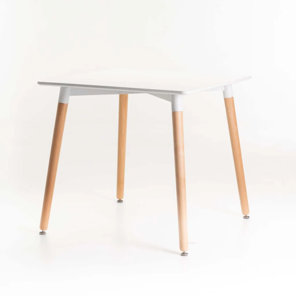 BETTY WOODEN LEG DINING TABLE 80 x 80 CM (4 SEATER) - WHITE