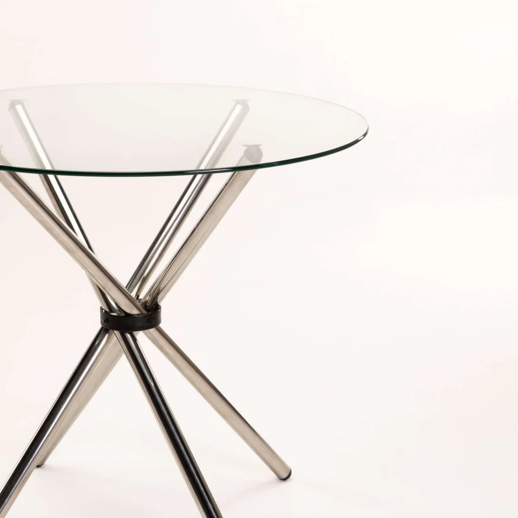 COTY 80cm ROUND GLASS TOP DINING TABLE