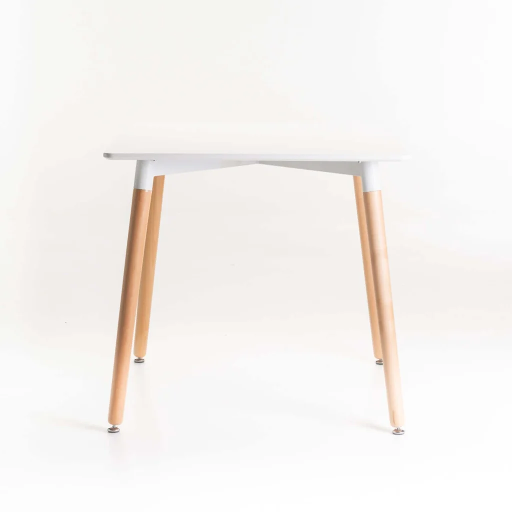 BETTY WOODEN LEG DINING TABLE 80 x 80 CM (4 SEATER) - WHITE