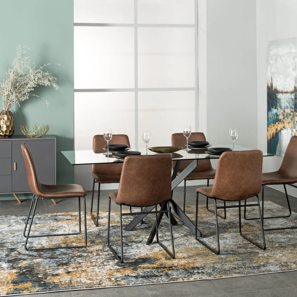 CAM 180x90cm GLASS TOP DINING TABLE (6-8 SEATER)