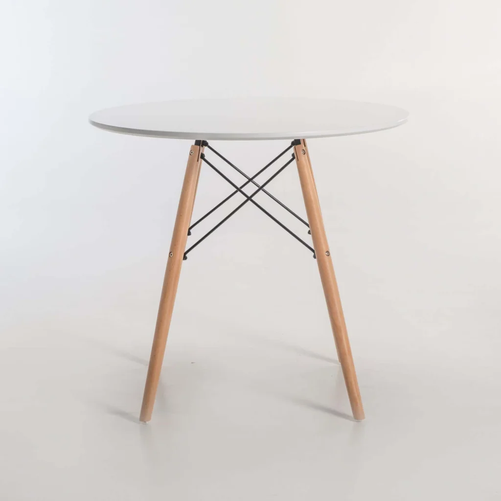 ELIA ROUND WOODEN LEG TABLE  80Ø CM (4 SEATER) - WHITE