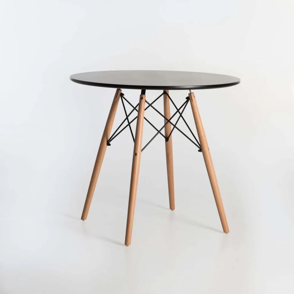 ELIA ROUND WOODEN LEG TABLE  80Ø CM (4 SEATER) - BLACK
