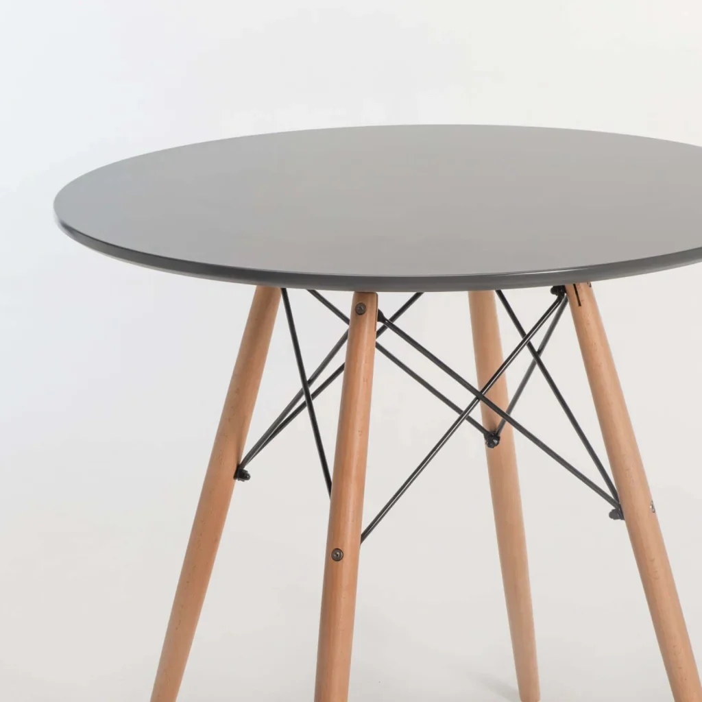 ELIA ROUND WOODEN LEG TABLE  80Ø CM (4 SEATER) - DARK GREY