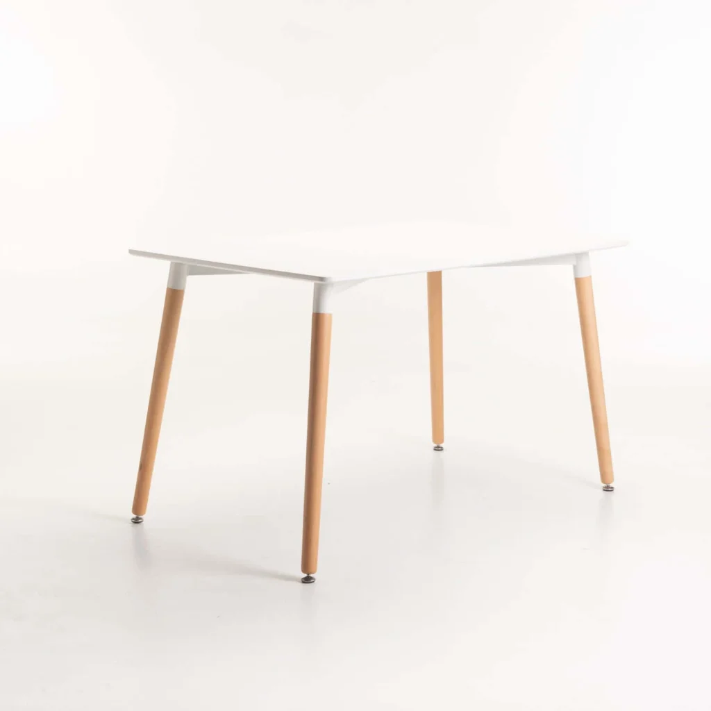 BETTY WOODEN LEG DINING TABLE   120 x 80 CM (4-6 SEATER)  - WHITE