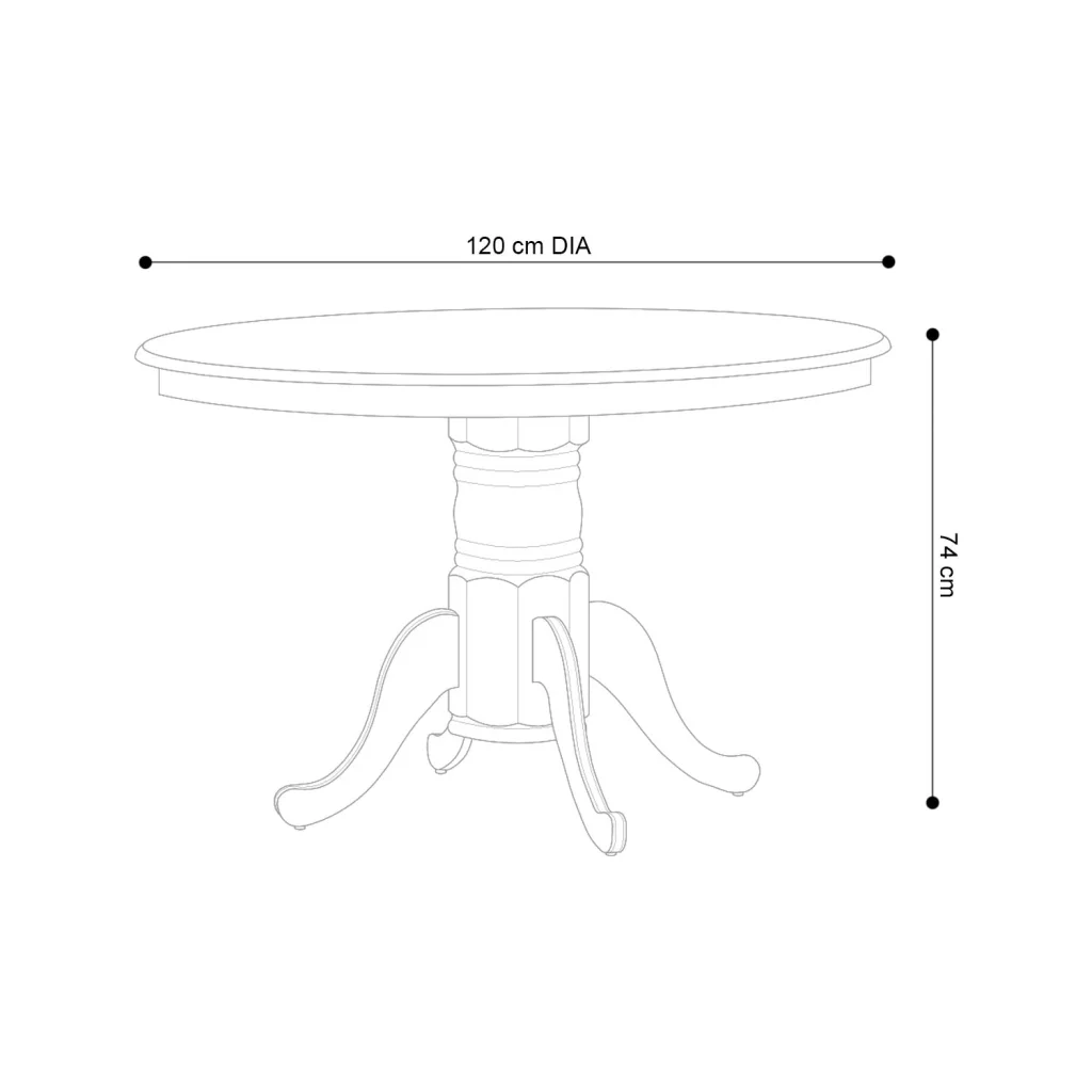 OLIVER 120cm ROUND DINING TABLE  120Ø CM (4-6 SEATER)  - MAHOGANY