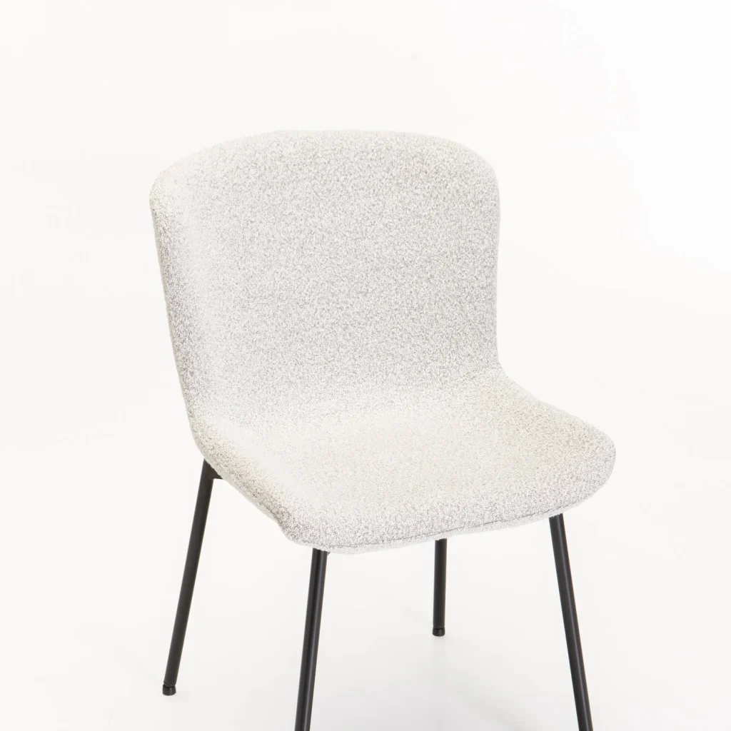 INDIE BOUCLÉ FABRIC DINING CHAIR - CREAM