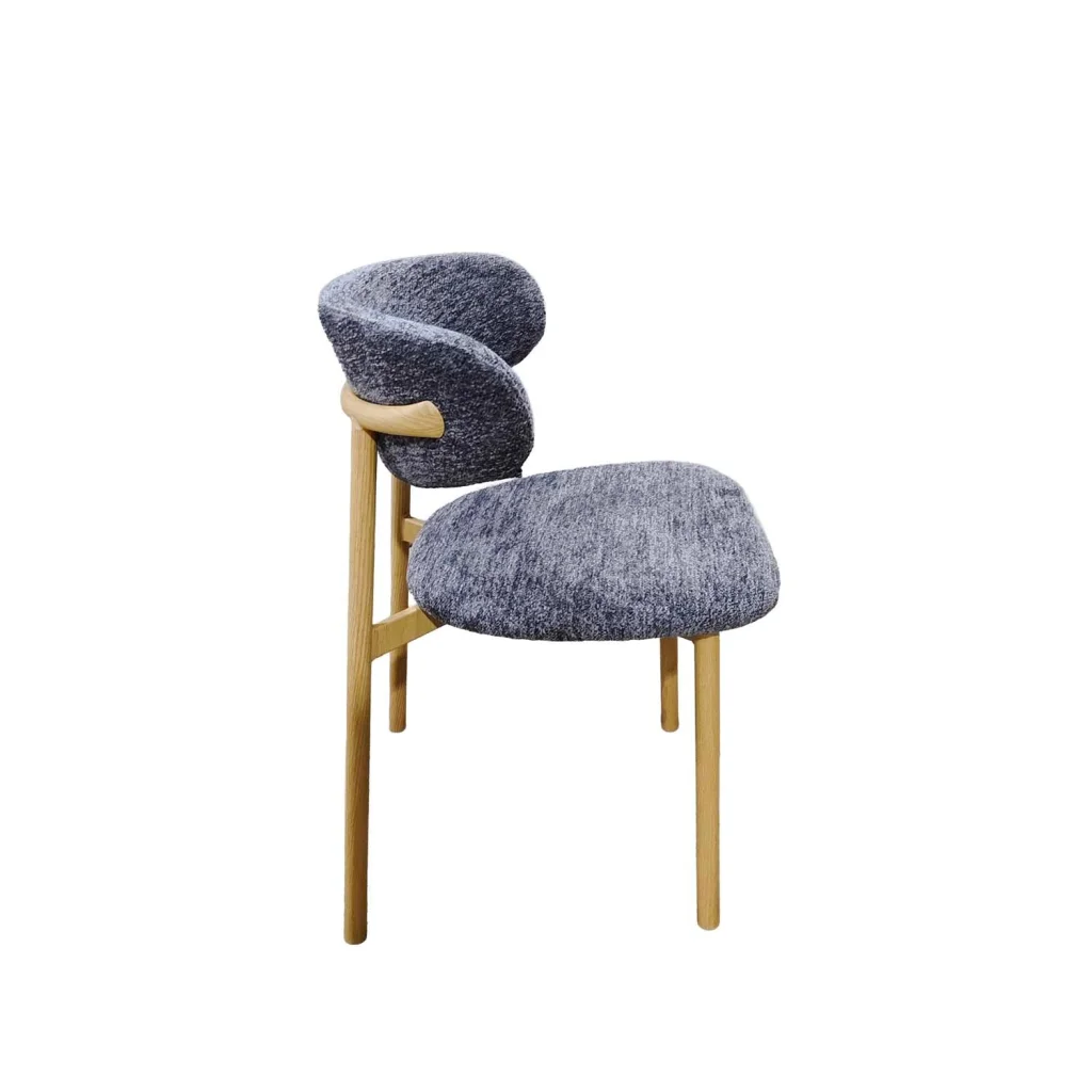 JOSIE FABRIC DINING CHAIR - GREY/ NATURAL
