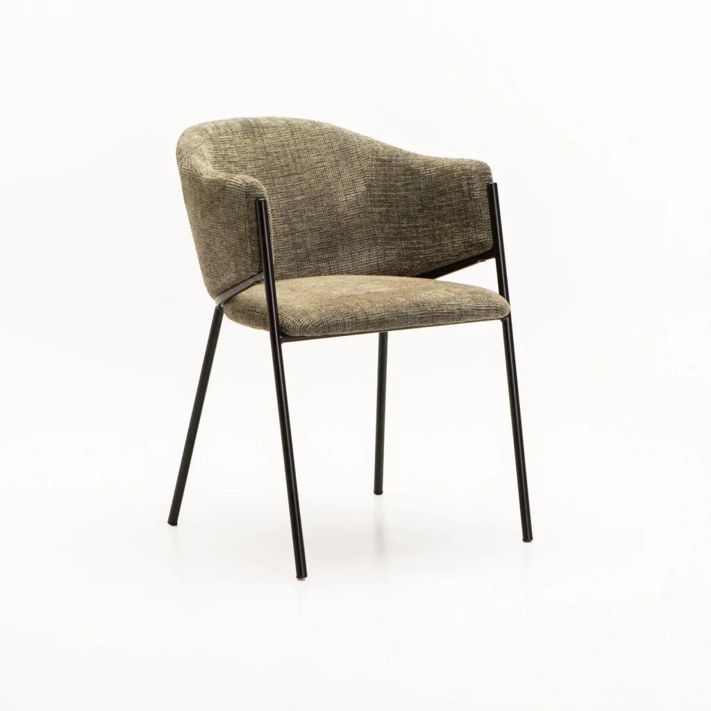 VIOLET TEXTURED FABRIC DINING CHAIR - GREEN