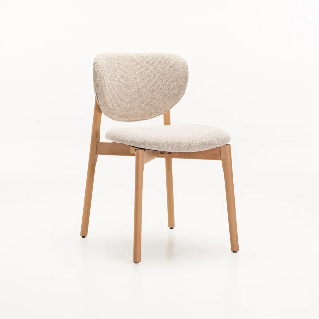 VIOLA WOODEN DINING CHAIR TEXTURED OATMEAL - NATURAL LEG