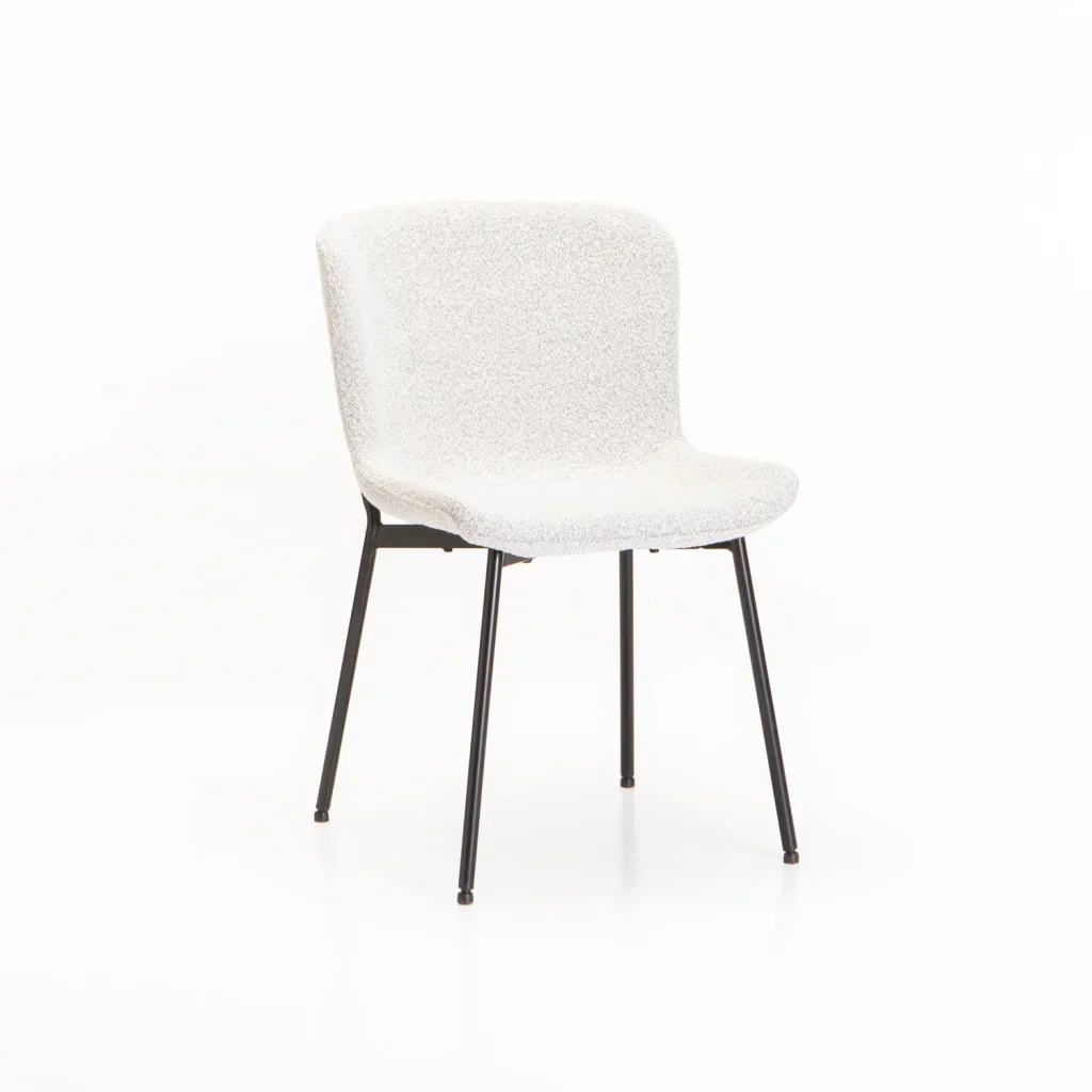 INDIE BOUCLÉ FABRIC DINING CHAIR - CREAM