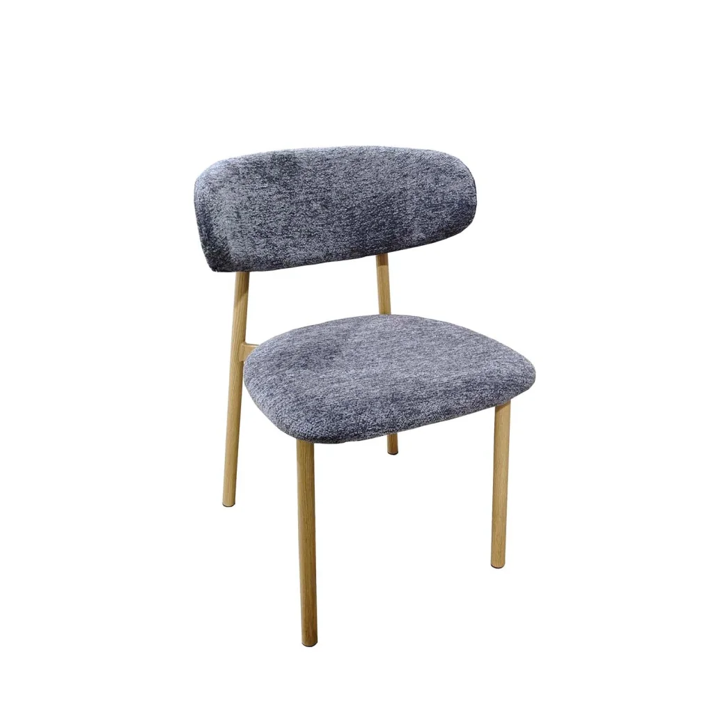 JOSIE FABRIC DINING CHAIR - GREY/ NATURAL