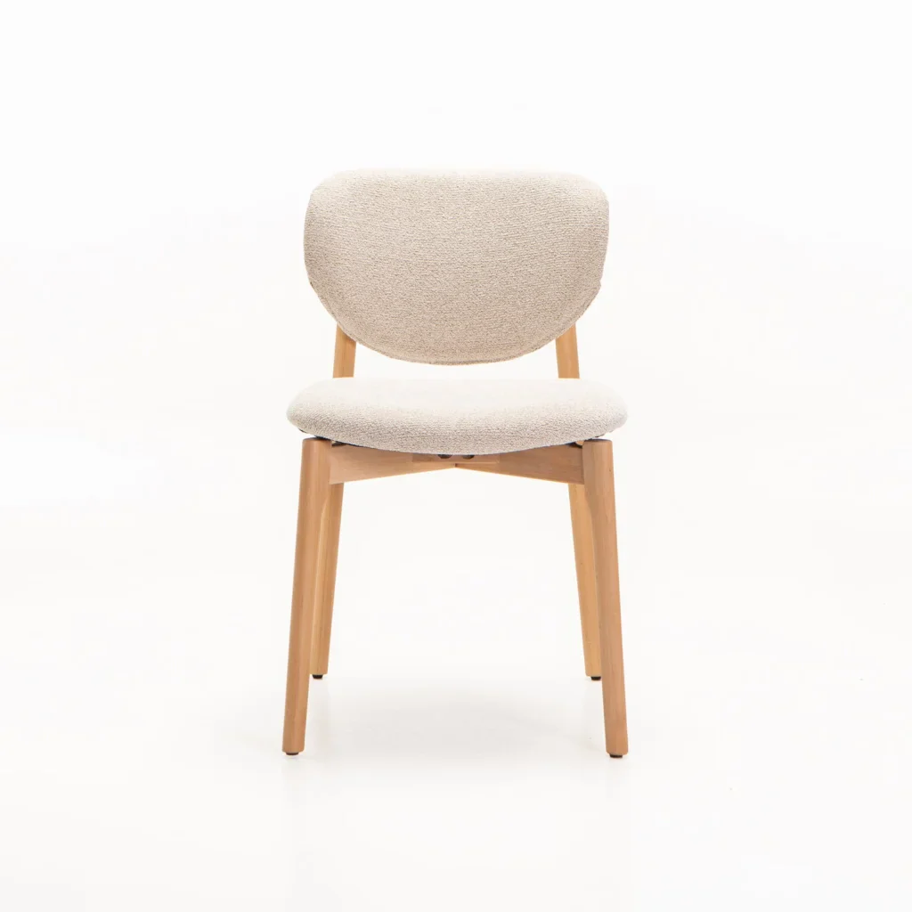 VIOLA WOODEN DINING CHAIR TEXTURED OATMEAL - NATURAL LEG