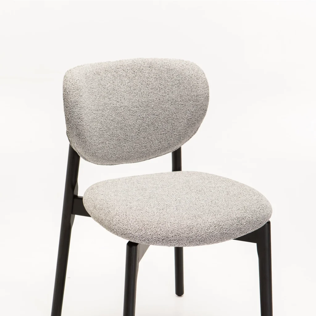 VIOLA WOODEN DINING CHAIR TEXTURED GREY WITH BLACK LEG