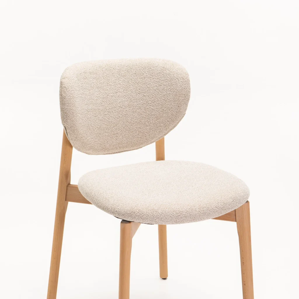 VIOLA WOODEN DINING CHAIR TEXTURED OATMEAL - NATURAL LEG