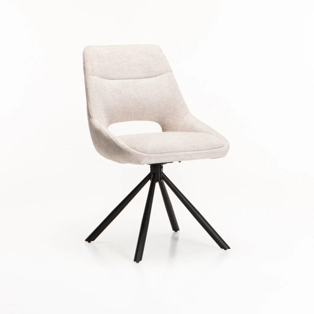 PRATO FABRIC SWIVEL DINING CHAIR - CREAM
