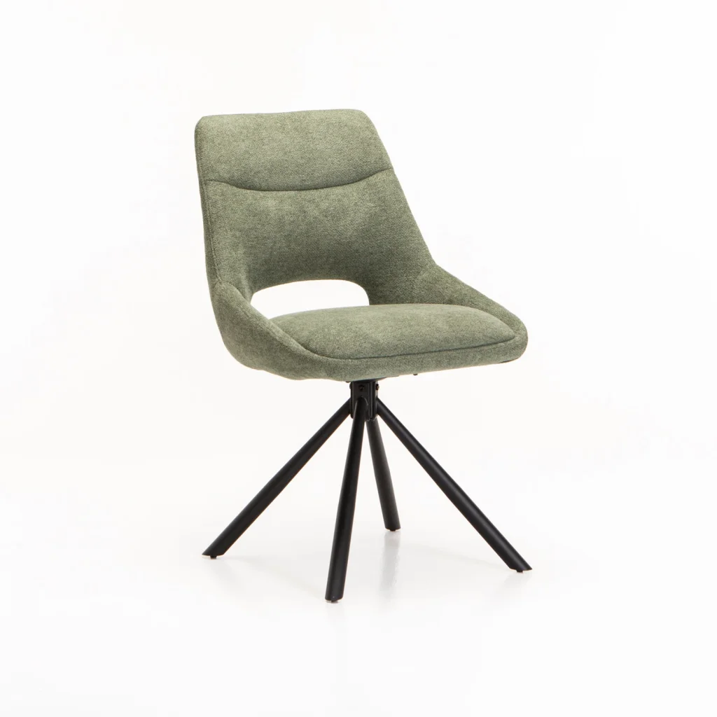 PRATO FABRIC SWIVEL DINING CHAIR - GREEN