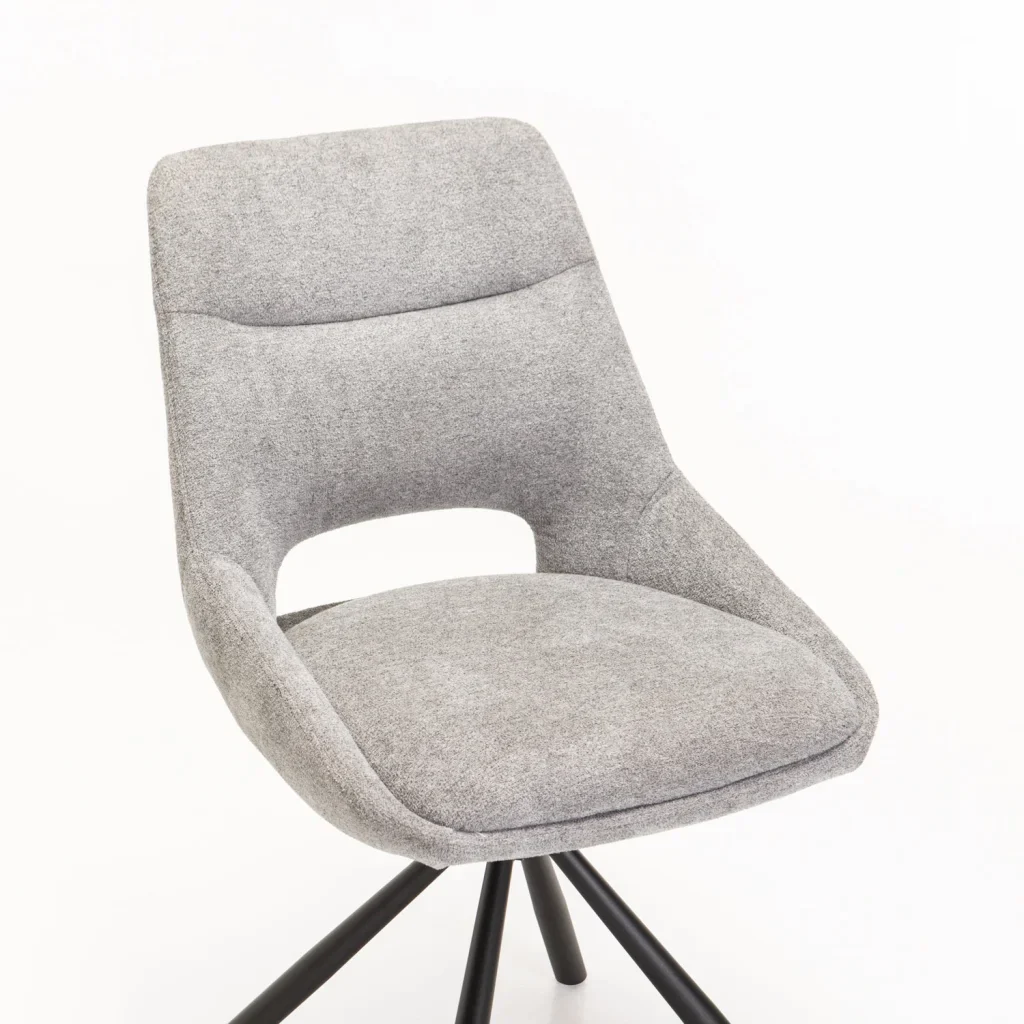 PRATO FABRIC SWIVEL DINING CHAIR - GREY