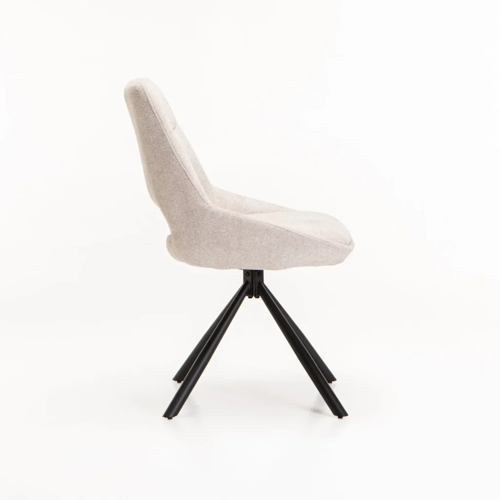 PRATO FABRIC SWIVEL DINING CHAIR - CREAM