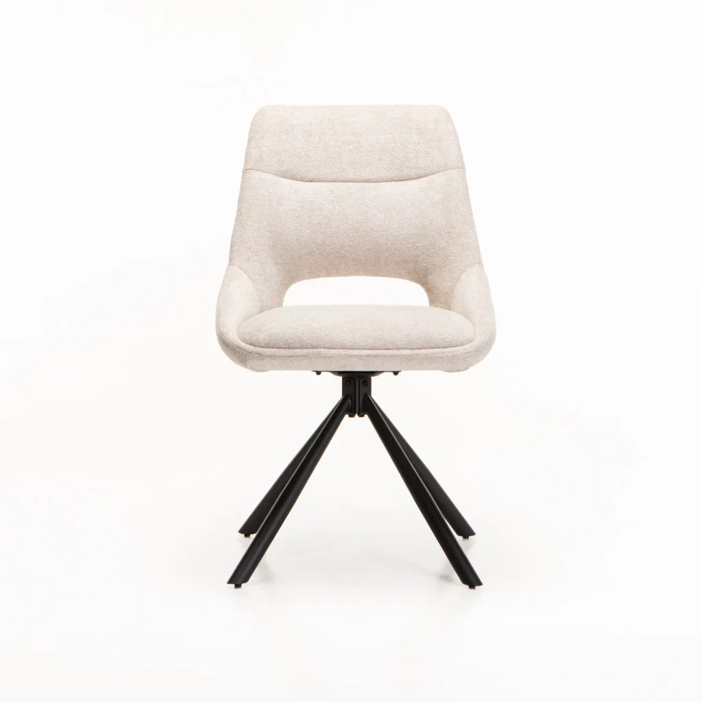 PRATO FABRIC SWIVEL DINING CHAIR - CREAM