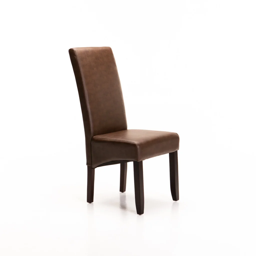 REX LEATHER TOUCH DINING CHAIR - LITCHI BROWN