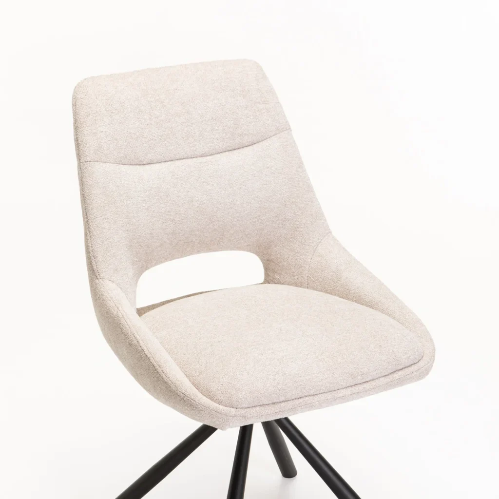 PRATO FABRIC SWIVEL DINING CHAIR - CREAM